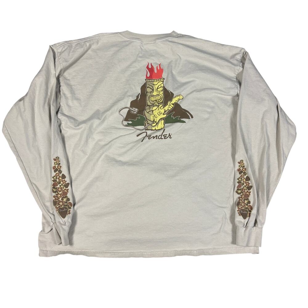 y2k 2000s style Fender hawaii tiki longsleeve shirt floral mens XXL surfwear - Picture 2 of 8